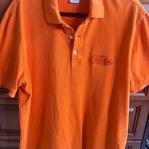 Lacoste Bright Orange Piqué Polo with Embroidered Crocodile Men’s XXL Size 7